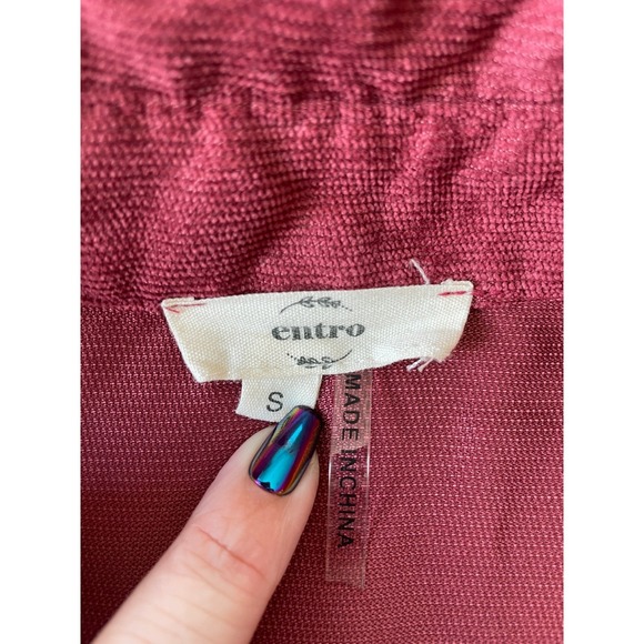 Entro Button Front Shirt Dress Womens S Red Collared Pocket Boho Casual Indie‎ - Picture 7 of 10